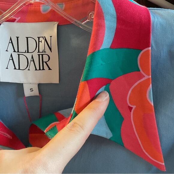 NWT Alden Adair Taylor Dress Roller Skate Puff Sleeve Midi Dress Blue Size Small - Picture 14 of 14